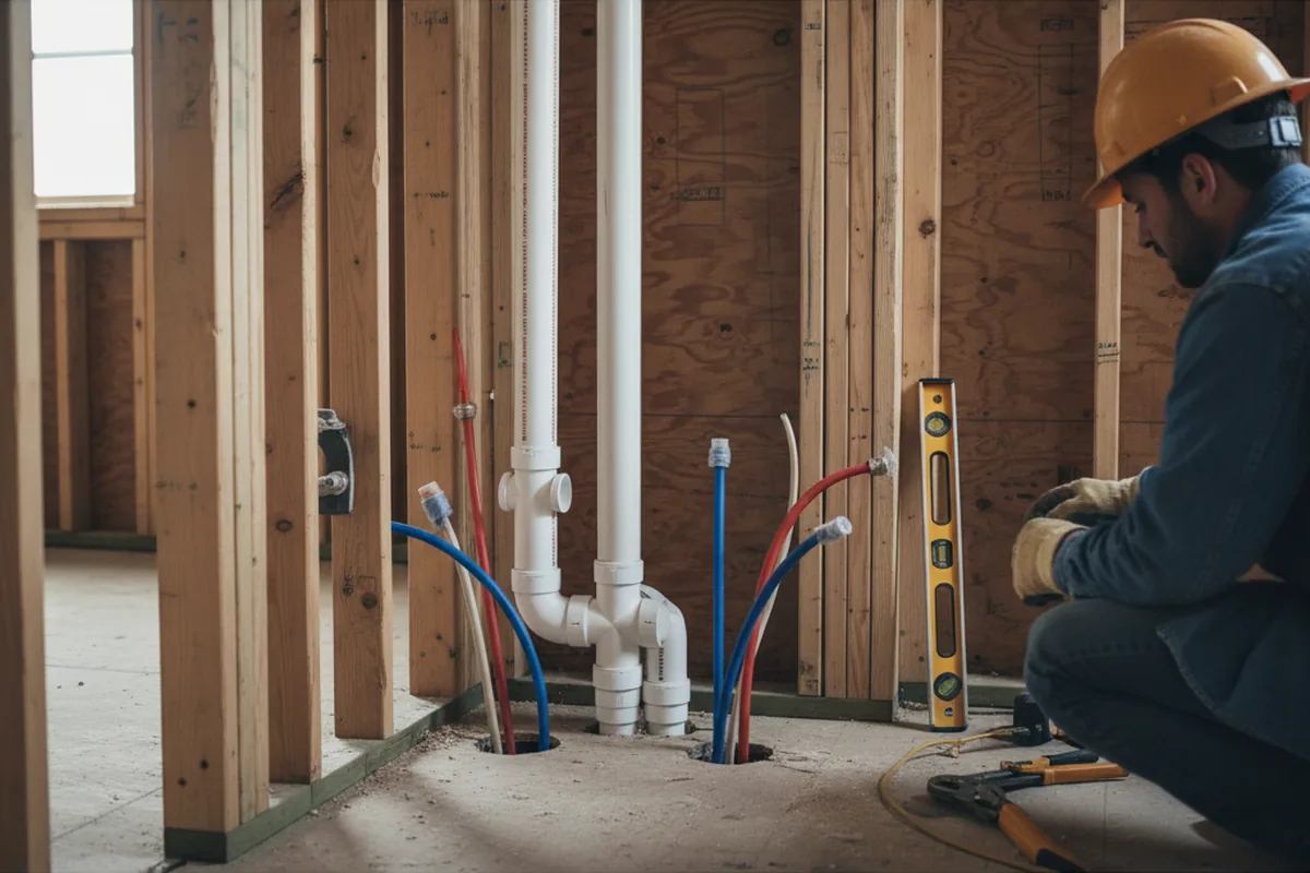Drain and supply rough-in during Sump Pump Repair in Aubrey