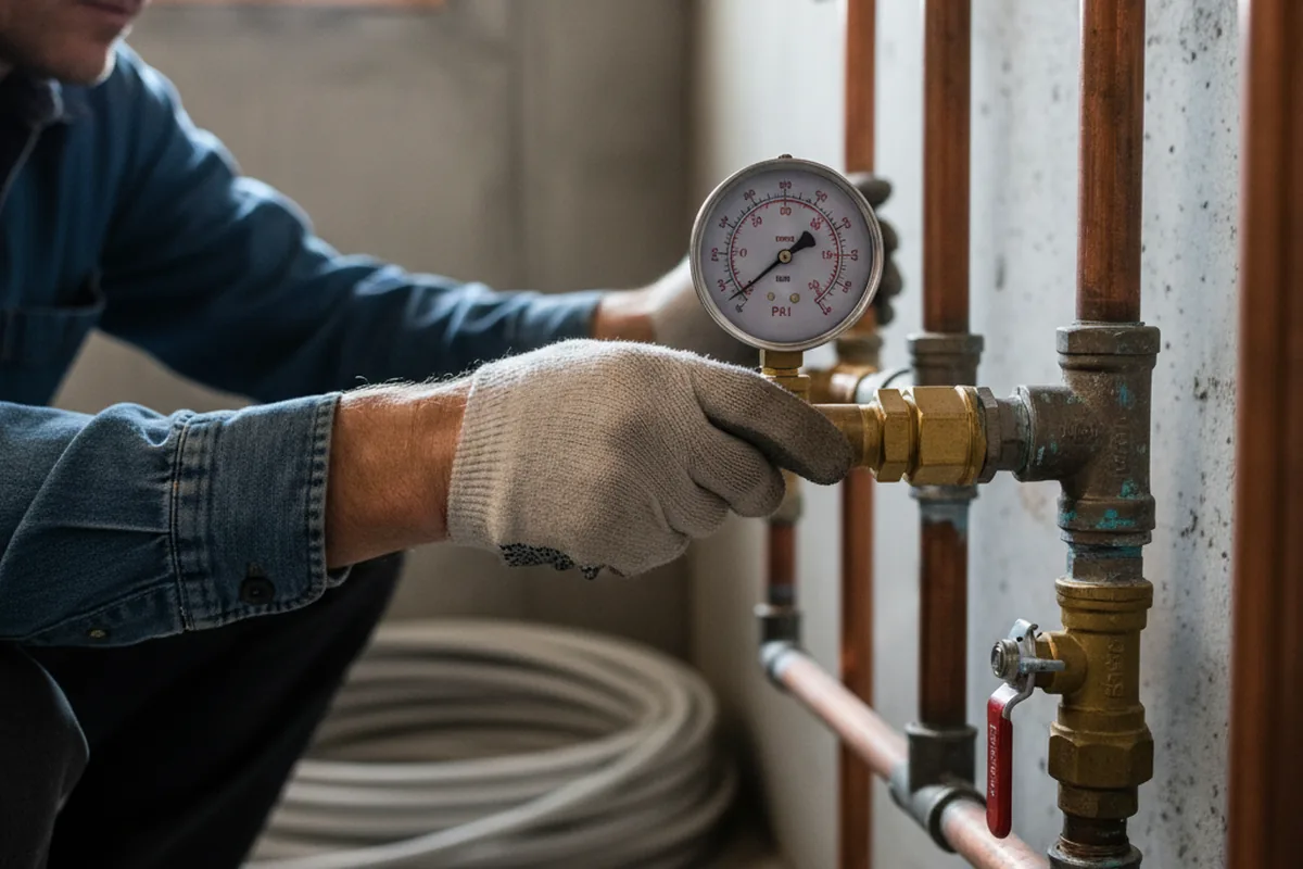 Pressure testing a repaired line during Water Line Repair in Aubrey